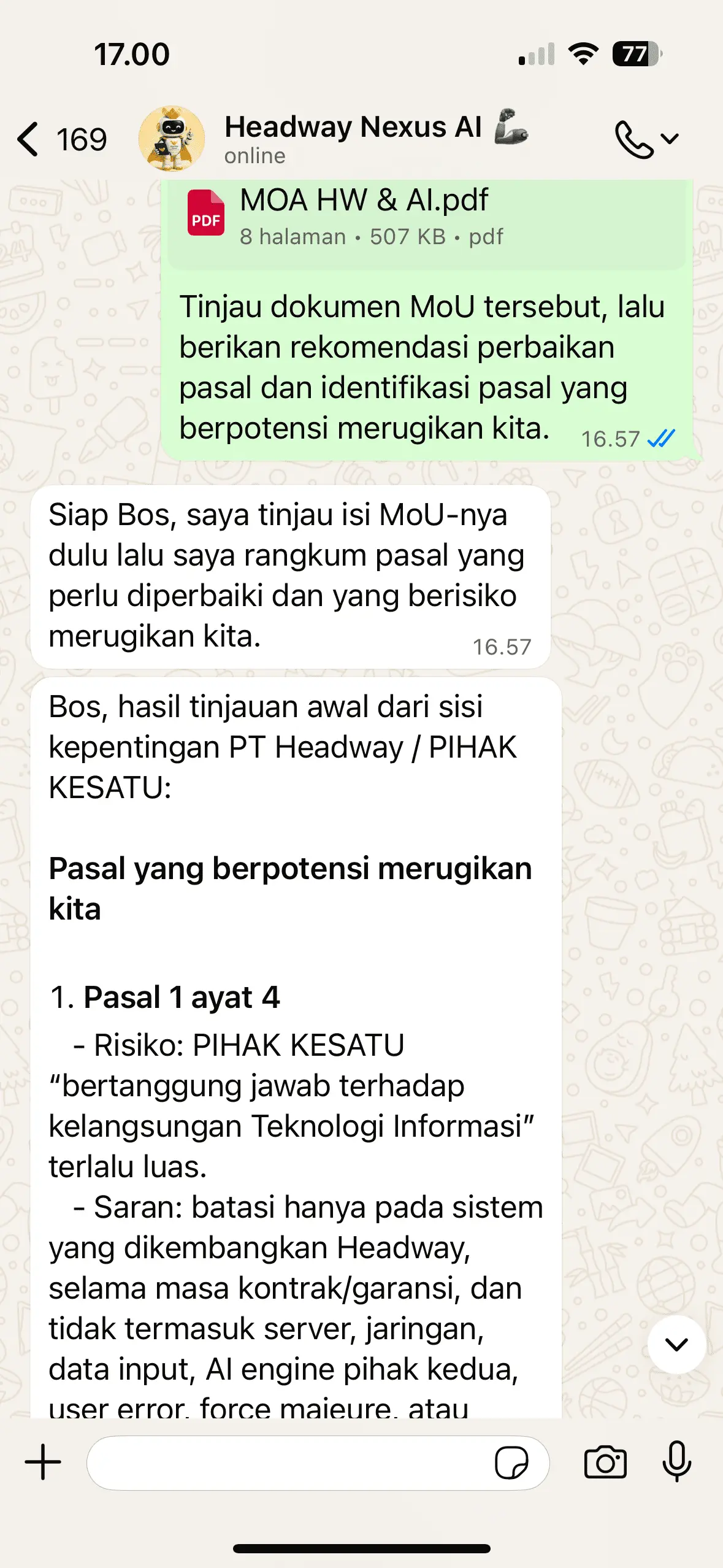 Analisis & Rekomendasi Hukum Pasal